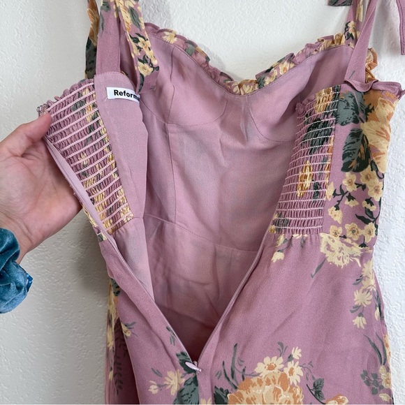 Reformation Nikita Floral Midi Dress in Blush Pink Gwenyth Size 0 - Picture 8 of 9